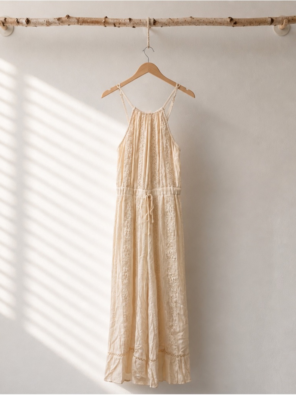 AE Boho Cream Lace Crochet Jumpsuit